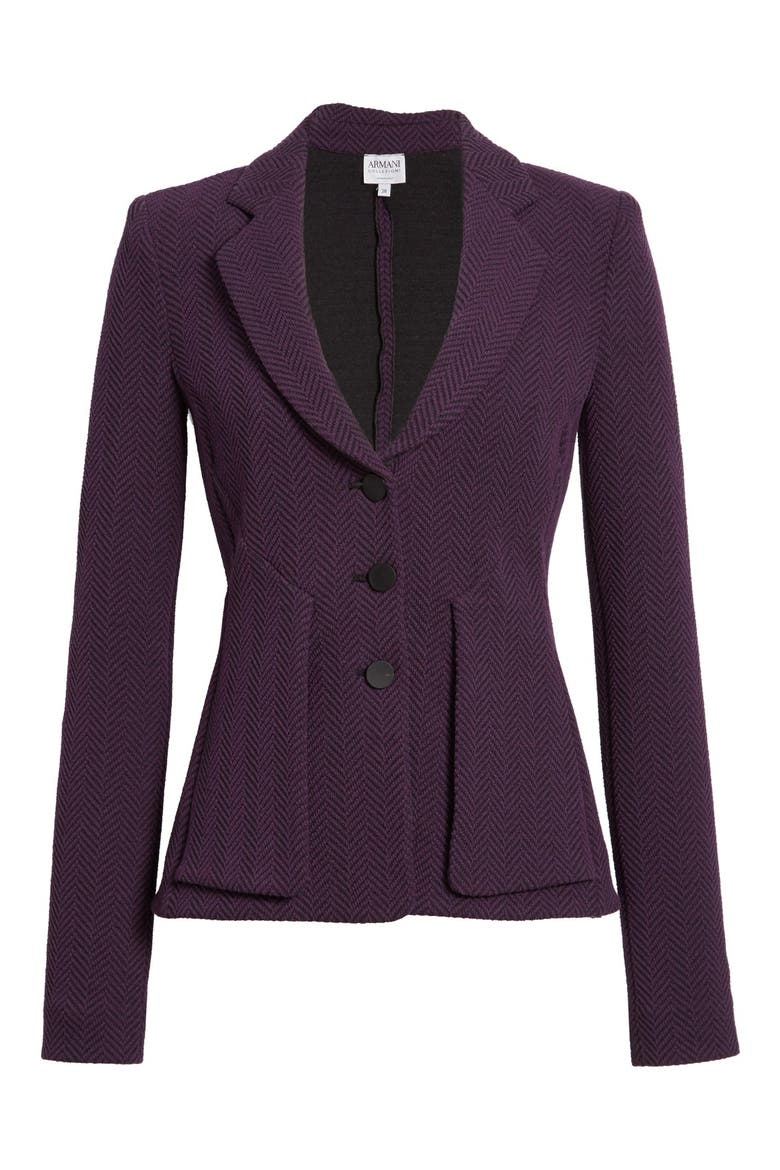 Chevron Jersey Blazer, Alternate, color, PLUM/ GREY