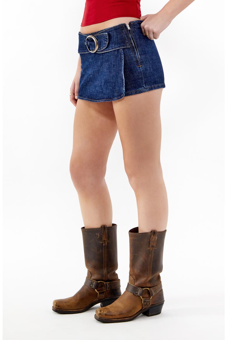 Missy Belted Low Rise Denim Miniskort, Alternate, color, RINSE DENIM