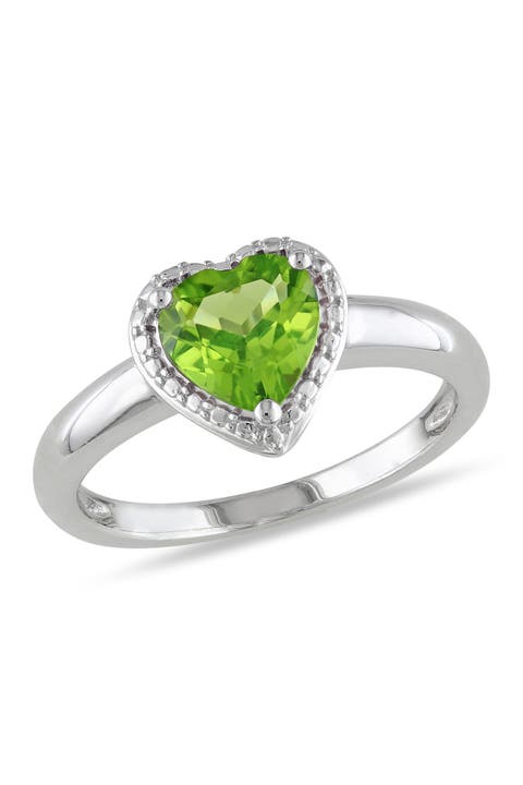 Sterling Silver Peridot Heart Ring