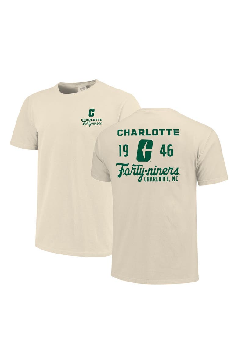 IMAGE ONE Men's Cream Charlotte 49ers Comfort Colors Mascot Overlay T-Shirt, Main, color,