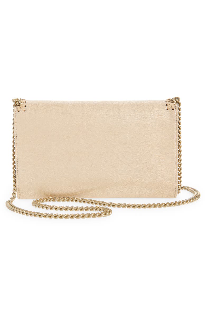 Stella McCartney Falabella Shiny Dot Faux Leather Wallet on a Chain, Alternate, color, Gold