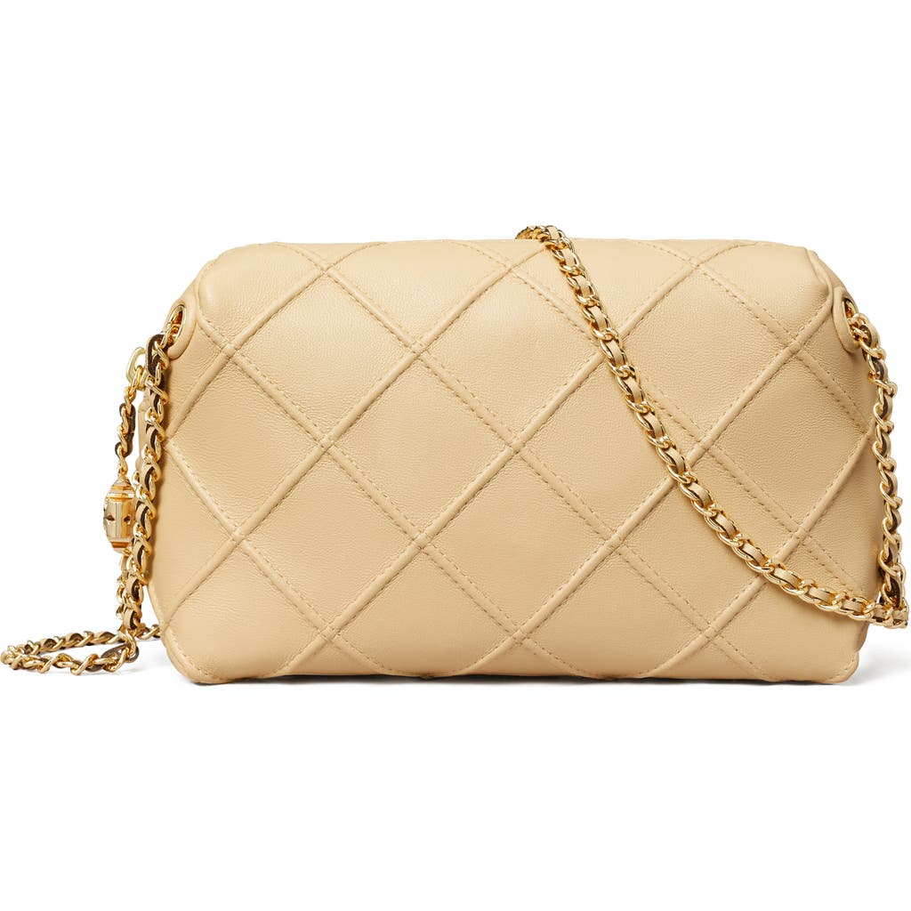 Tory Burch Borsa Crossbody Fleming Small In Pelle Trapuntata Colore Vaniglia In White