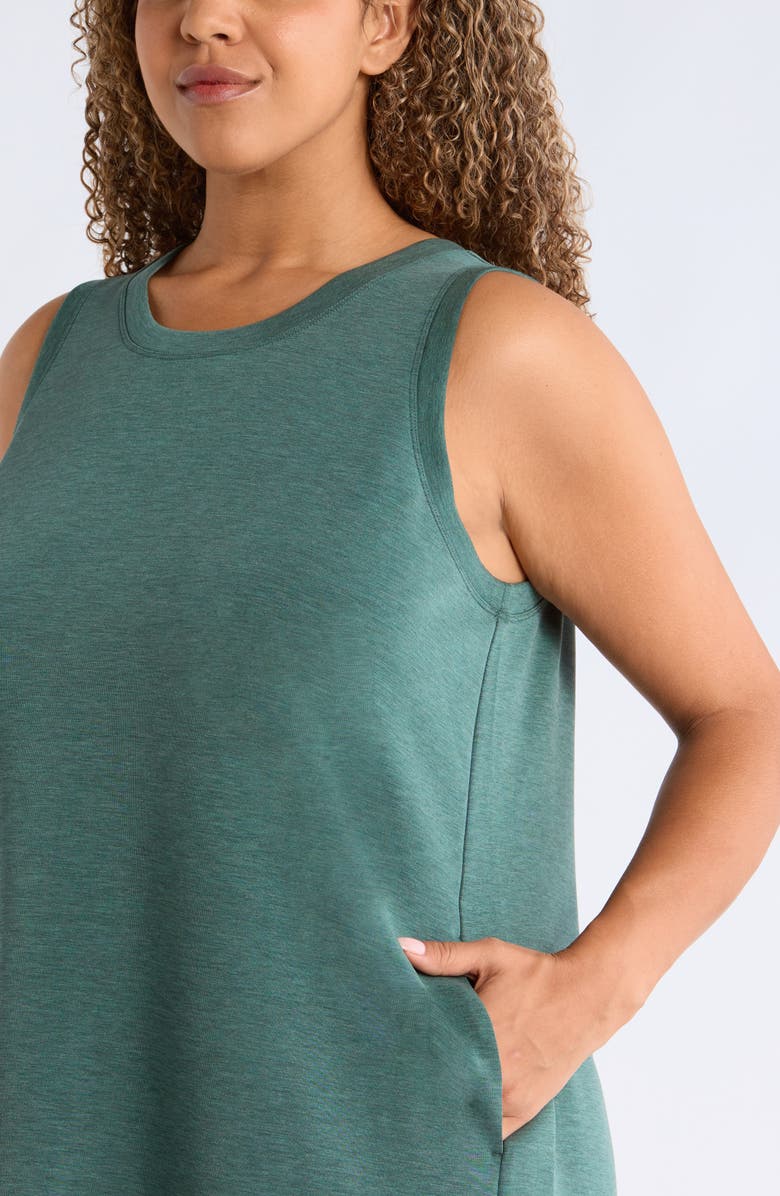 Zella Soft Luxe Tank Dress, Alternate, color, Green Balsam Heather