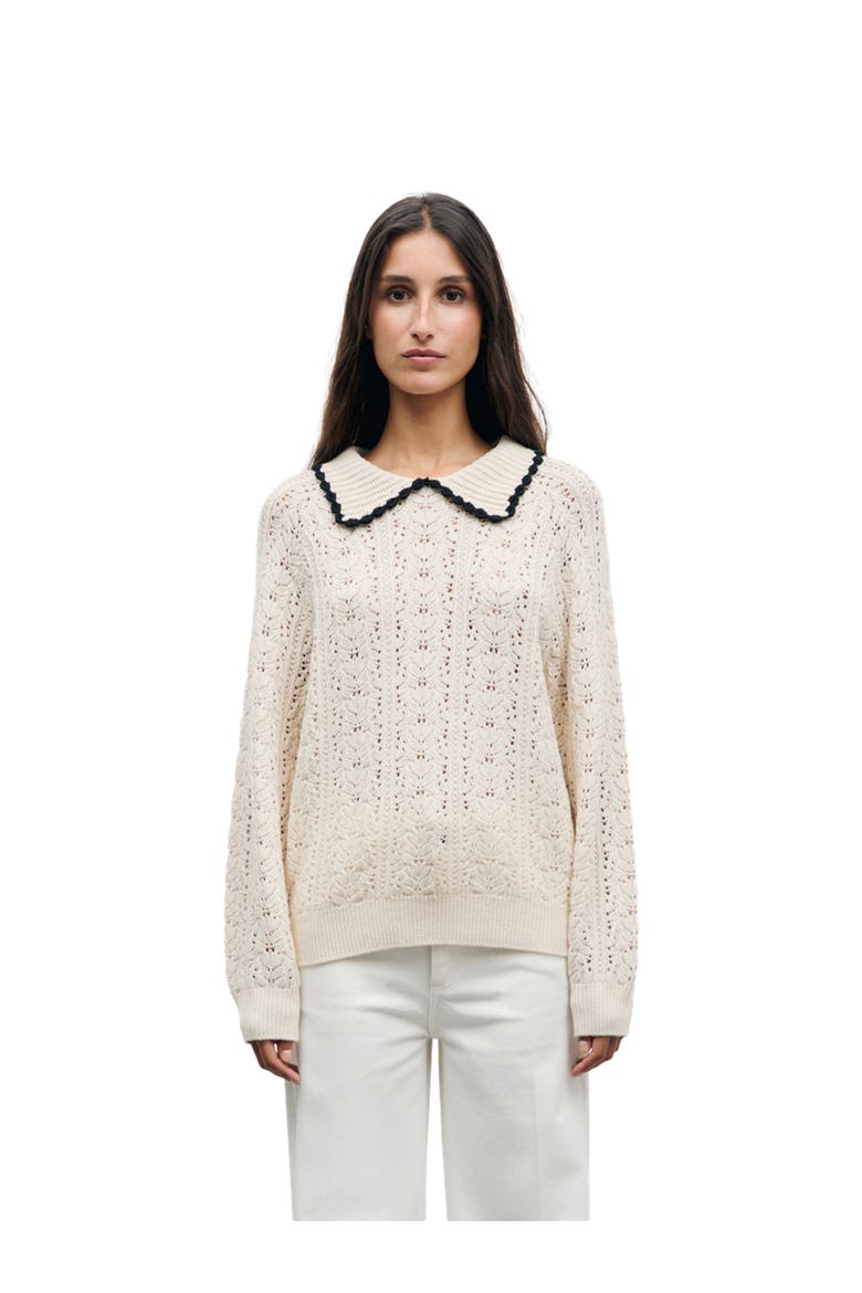 Roca Long Sleeve Collared Jumper, Main, color, Ecru
