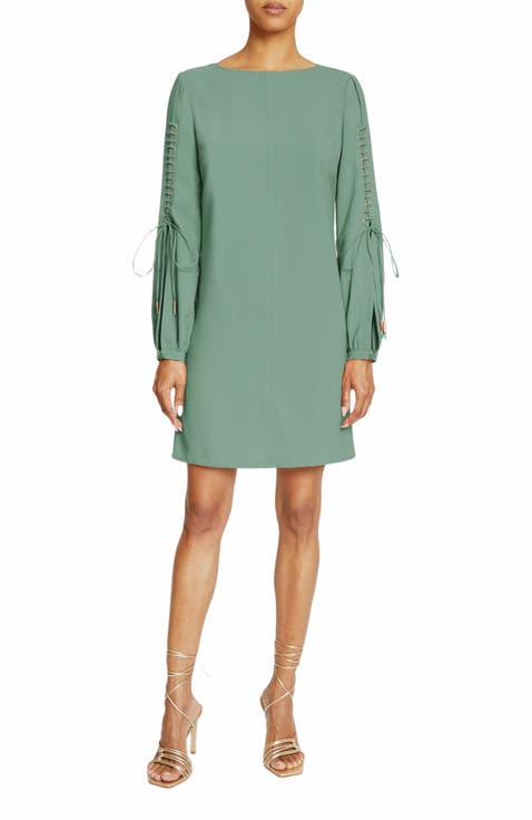 ARIES Long Sleeve Shift Dress with Grommet Detail