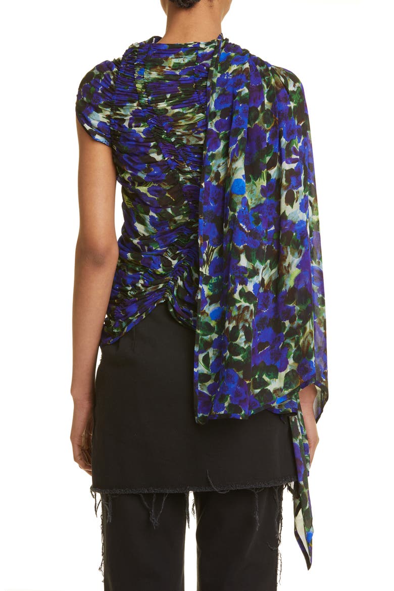 Carmine Ruched Asymmetric Blouse, Alternate, color, INDIGO 507