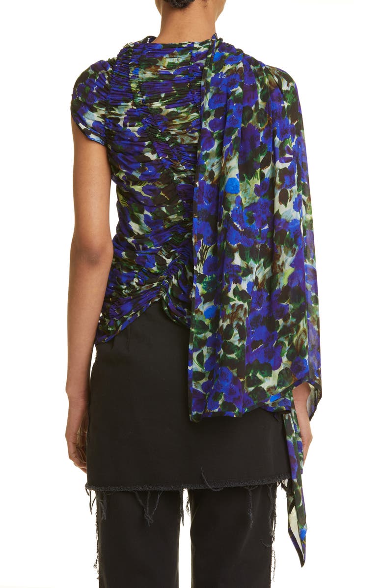 Dries Van Noten Carmine Ruched Asymmetric Blouse, Alternate, color, 