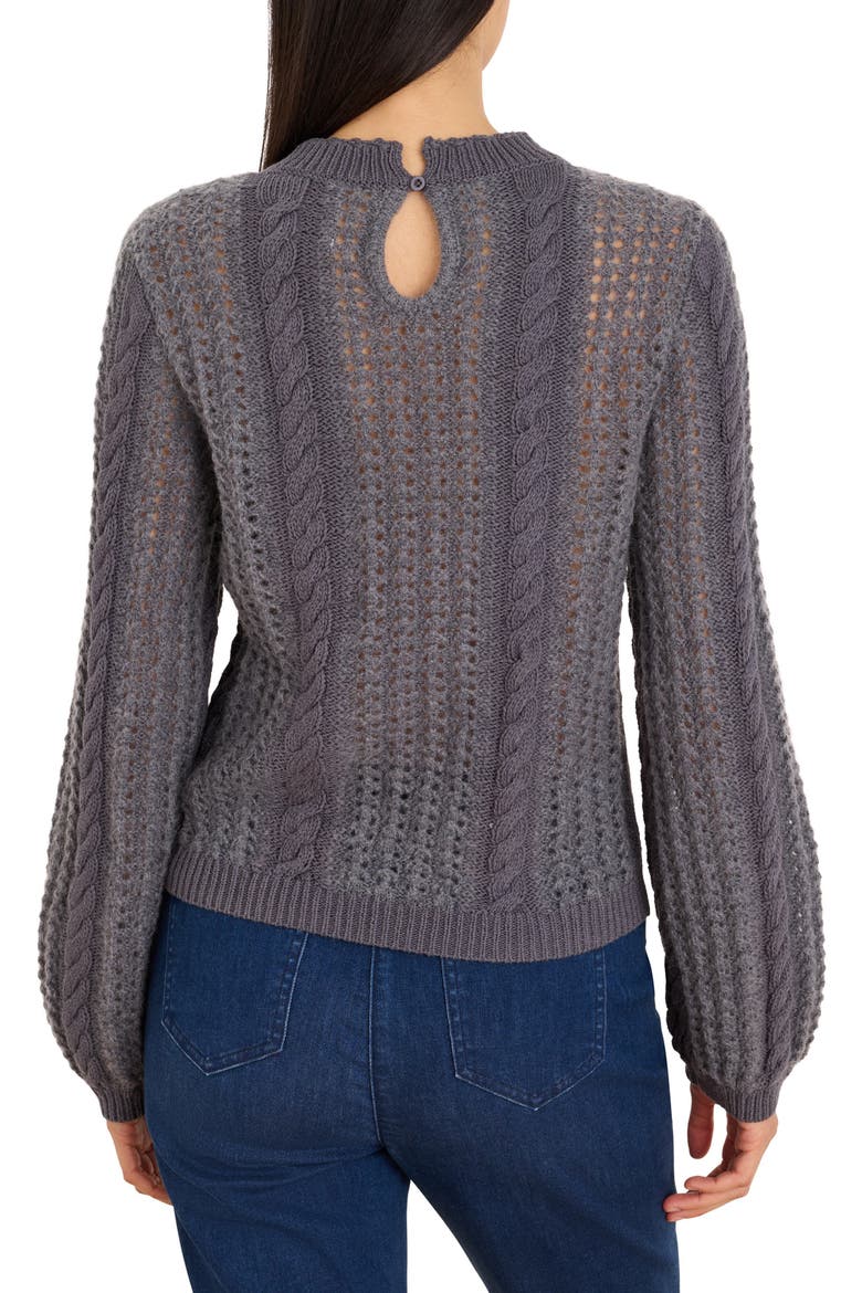 Puff Sleeve Mix Sweater, Alternate, color, DARK BLUESTONE