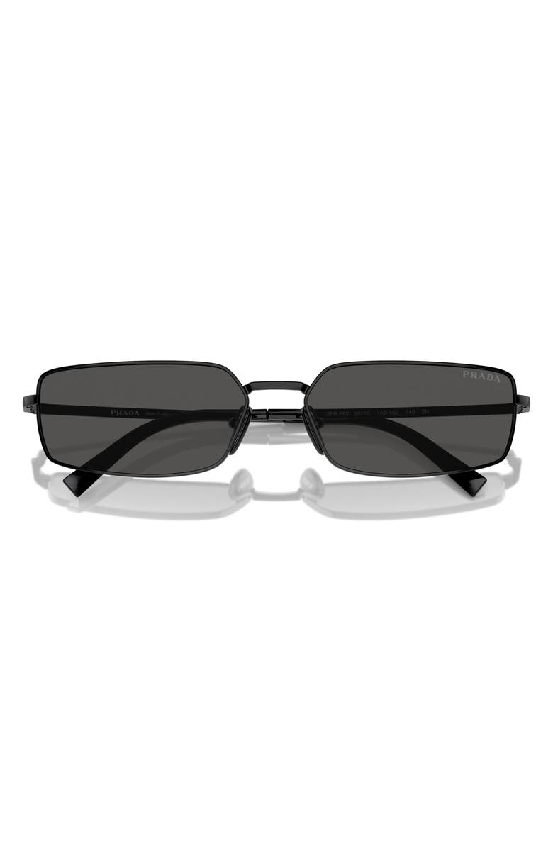 Prada 59mm Rectangular Sunglasses, Main, color, Black/ Grey