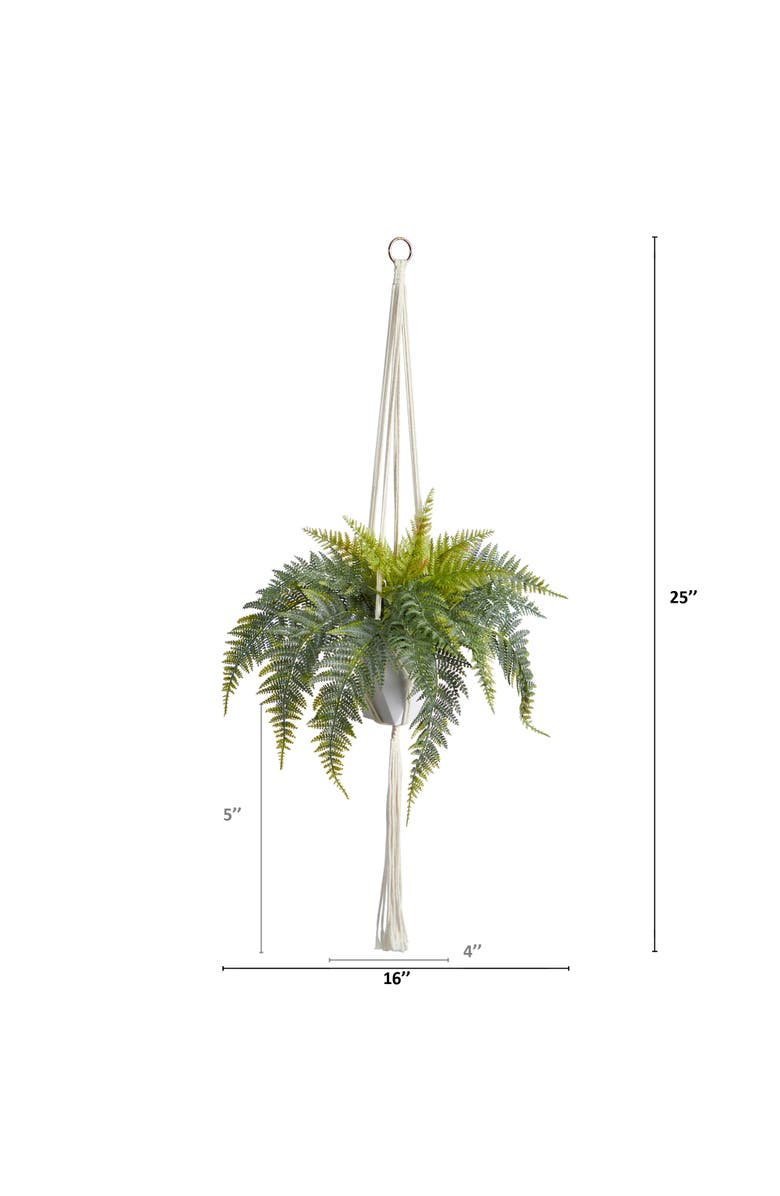 NEARLY NATURAL 25-in Fern Hanging Artificial Plant in Decorative Basket, Alternate, color, Green