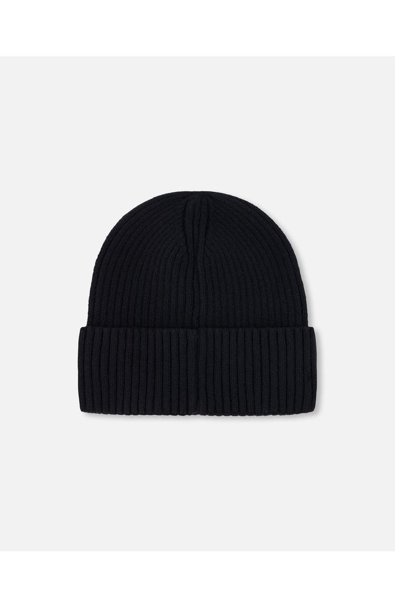 Deux par Deux Gender Inclusive Rib Knit Beanie Hat, Alternate, color, Black