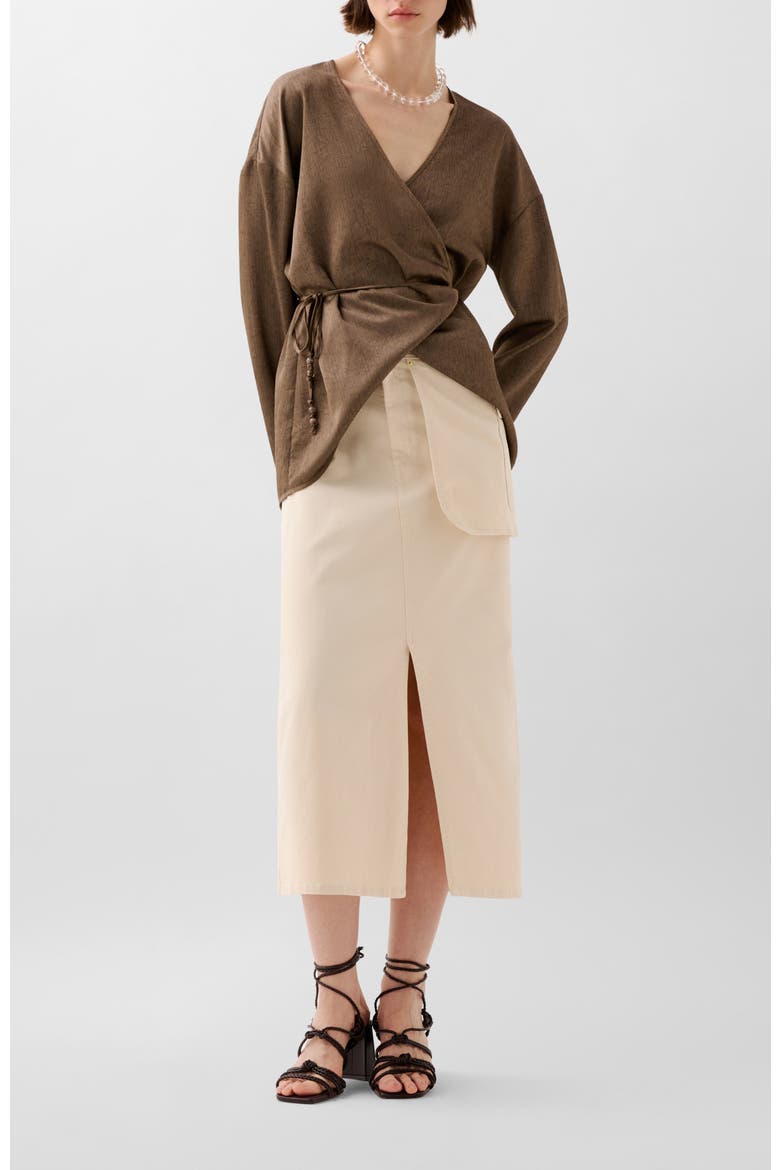 Denim Pocket Skirt, Alternate, color, Ecru