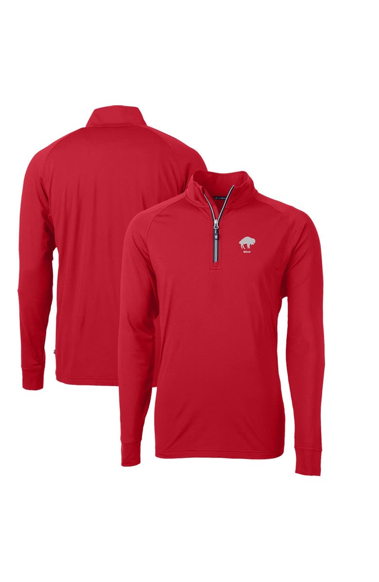Cutter & Buck Men's Cutter & Buck Red Buffalo Bills Adapt Eco Knit Stretch Recycled Big & Tall Quarter-Zip Throwback Pullover Top, Main, color, 