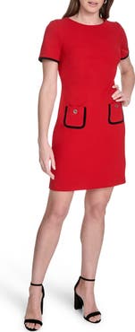 Tommy Hilfiger Short Sleeve Scuba Crepe Contrast Trim Dress