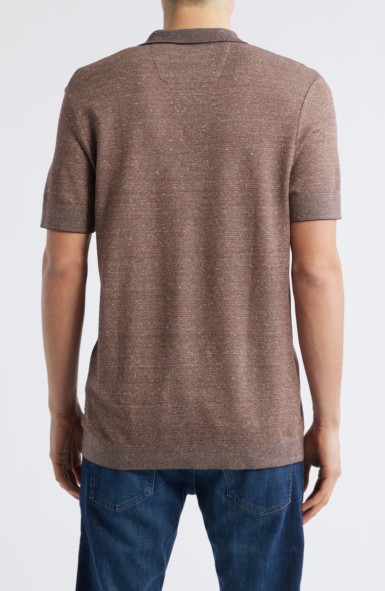 BOSS Parson Cotton, Linen & Silk Polo, Alternate, color, Dark Brown