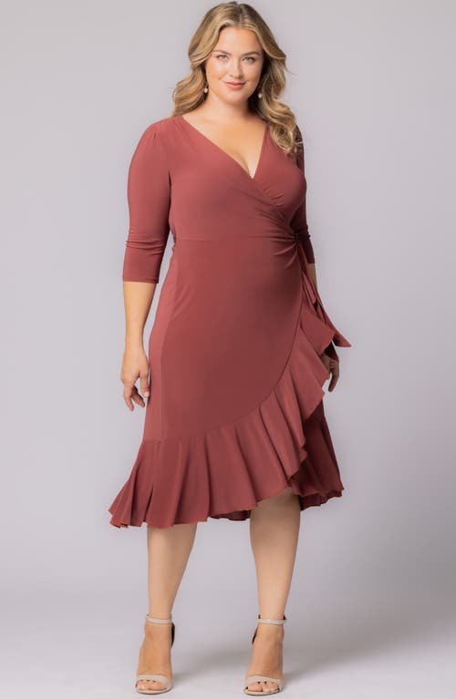 Kiyonna Whimsy Wrap Dress In Burgundy