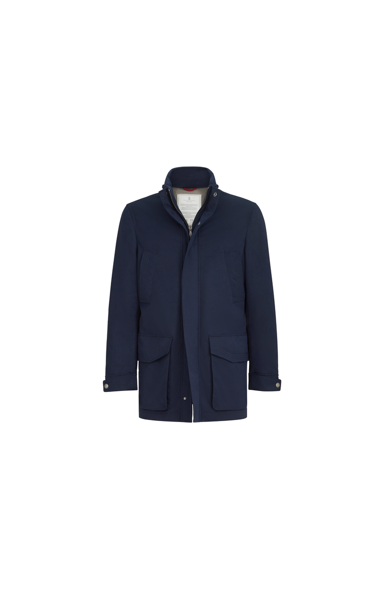 Brunello Cucinelli Water-resistant microfiber parka with Thermore<sup>®</sup> padding and packable hood, Alternate, color, Navy Blue