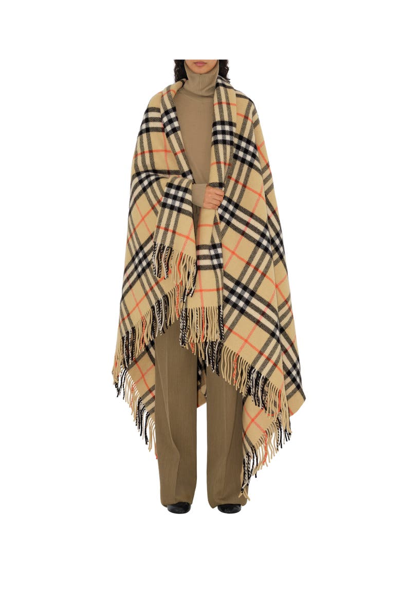 Check Wool Cashmere Blanket, Alternate, color, Sand beige