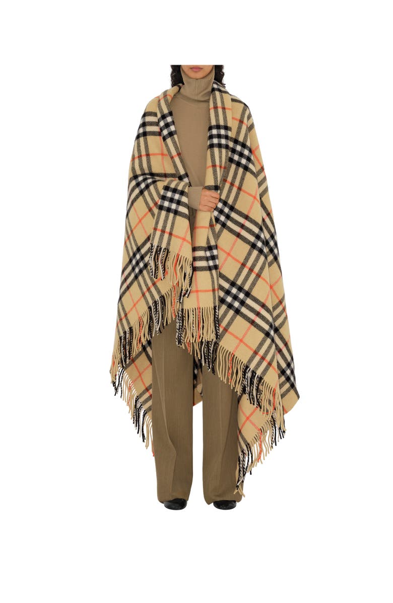Burberry Check Wool Cashmere Blanket, Alternate, color, Sand