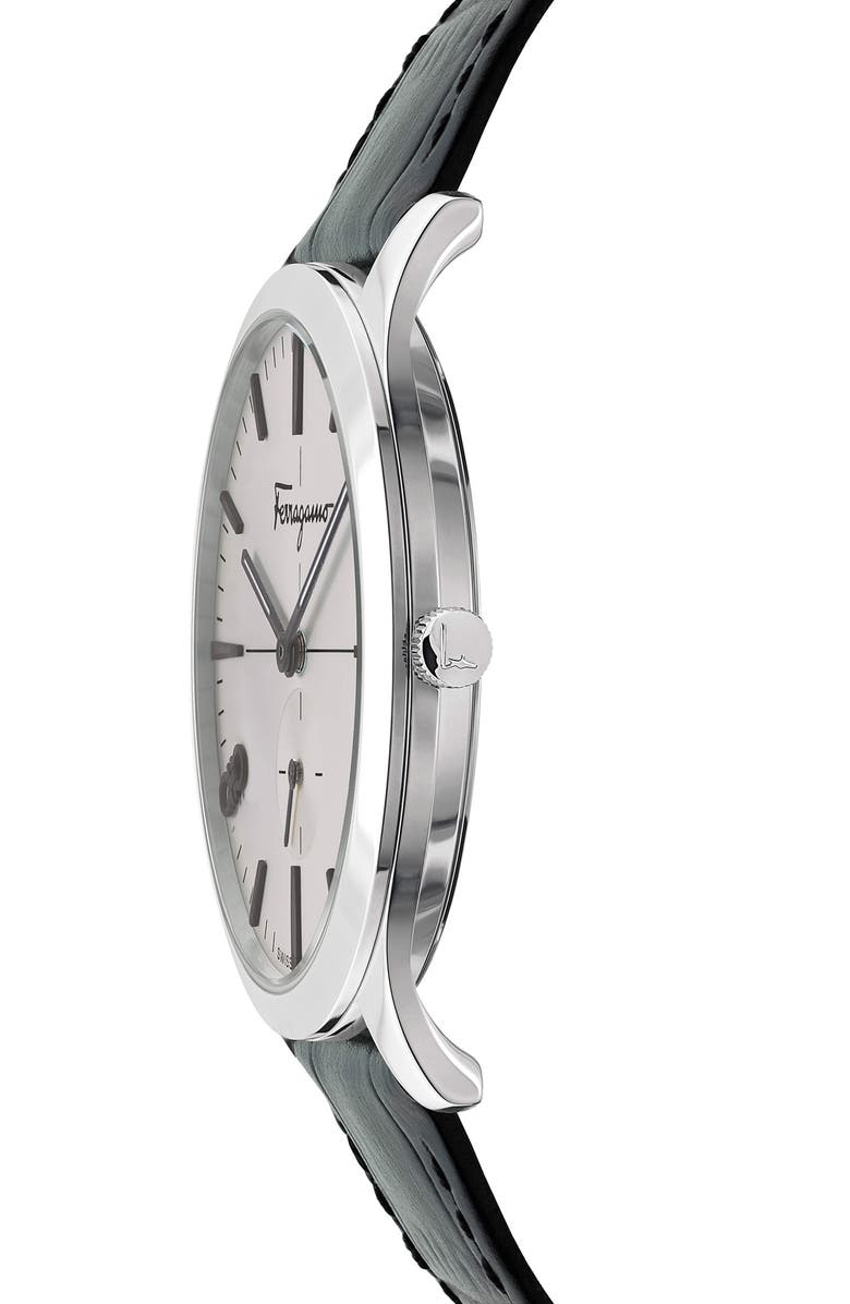 FERRAGAMO Salvatore Ferragamo Slim Leather Strap Watch, 40mm, Alternate, color,