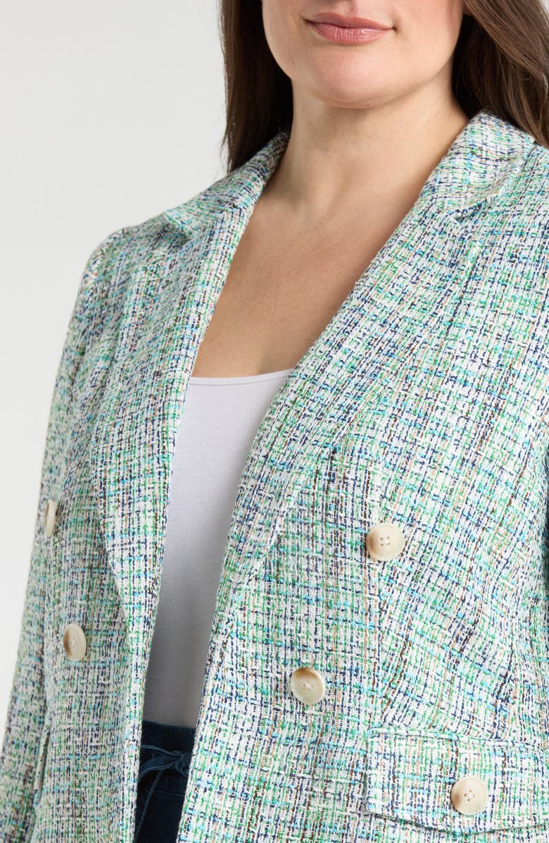 Jones New York Faux Double Breasted Tweed Jacket, Alternate, color, Kelly Multi