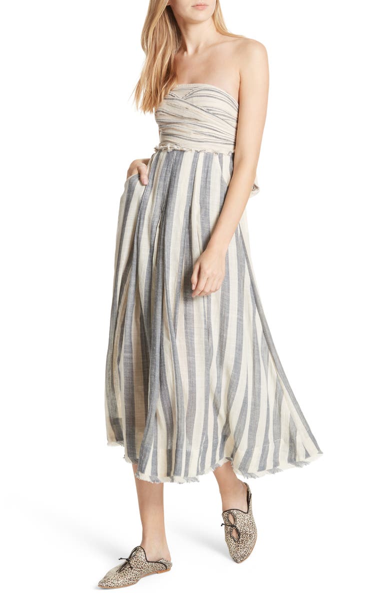 Free People Stripe Me Up Strapless Midi Dress, Main, color,