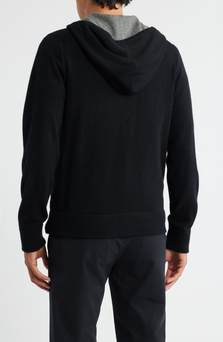 Vince Cashmere Zip Hoodie Sweater, Alternate, color, Black/ Medium Heather Grey