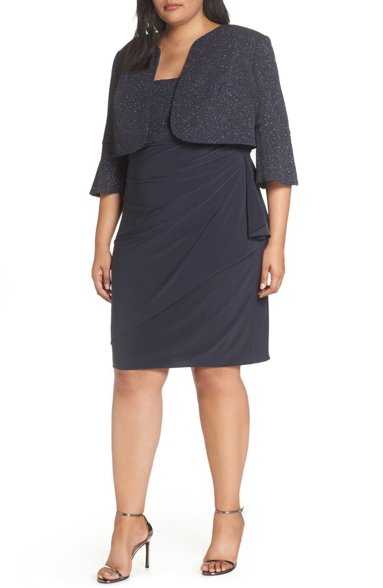 Alex Evenings Bolero Jacket Dress, Main, color, 