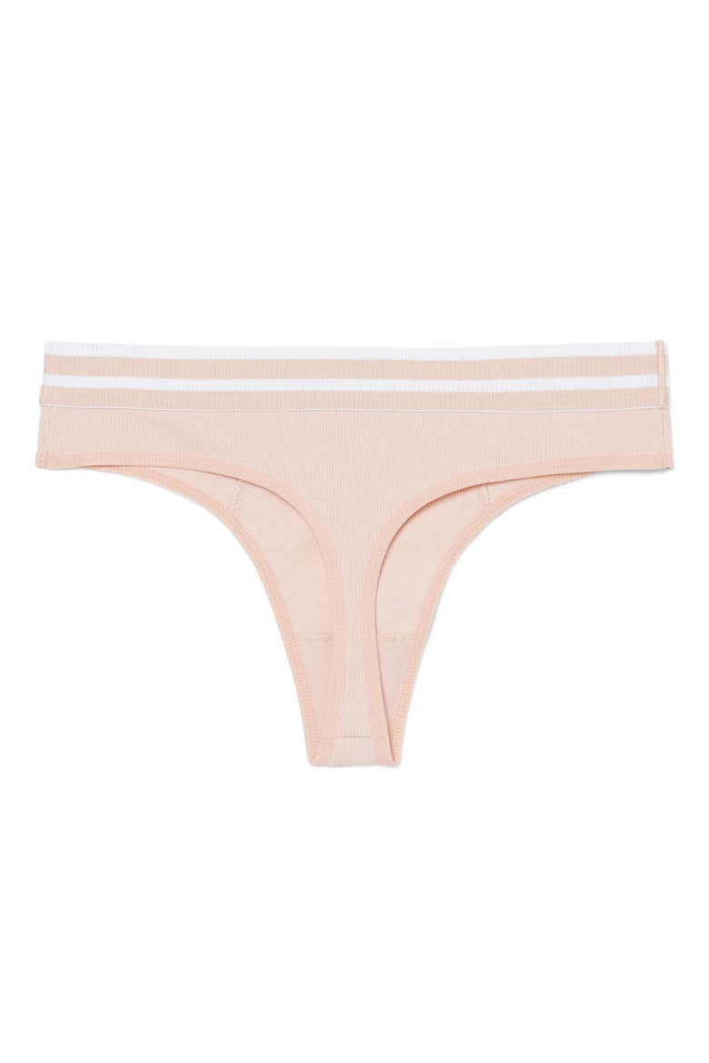 Cotton Blend Rib Thong, Alternate, color, S65 - BISTRE