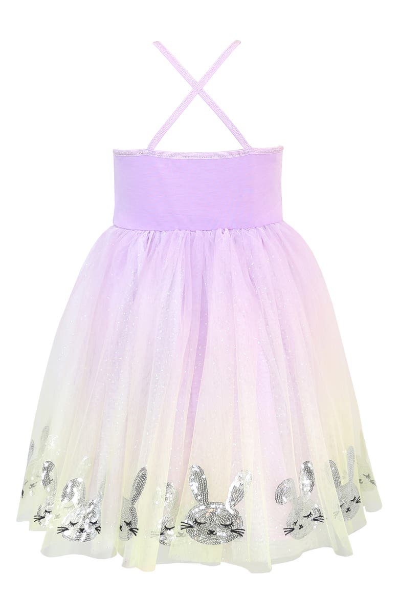 Zunie Kids' Sequin Bunny Border Tulle Party Dress, Alternate, color, Lilac/ Yellow