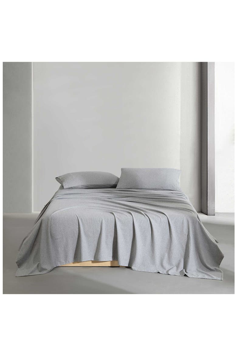 Mélange Flannel Sheet Set, Alternate, color, SILVER GREY