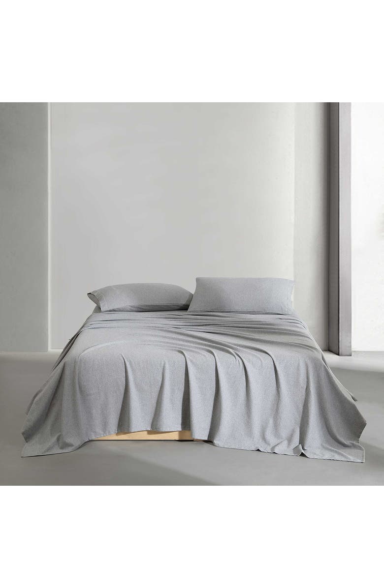 Calvin Klein Mélange Flannel Sheet Set, Alternate, color, Silver Grey