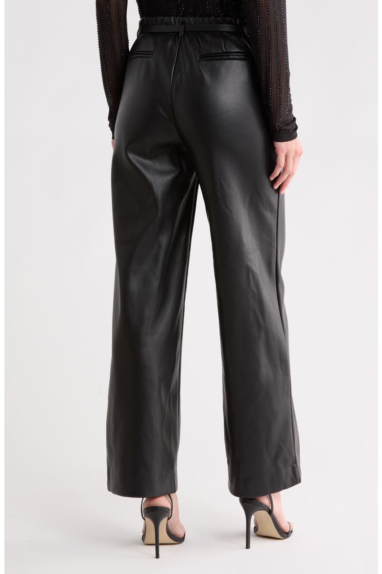 High Waist Wide Leg Faux Leather Pants, Alternate, color, BLACK