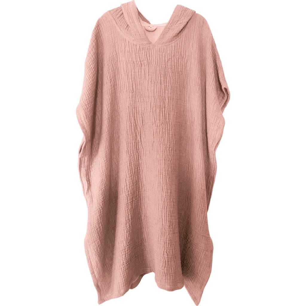Anaya Crinkled Cotton Cuddle Hooded Poncho In Pink