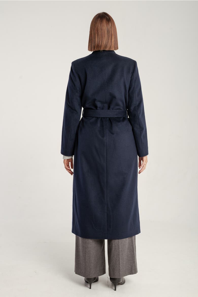 Cashmere Belted Long Coat, Alternate, color, Navy