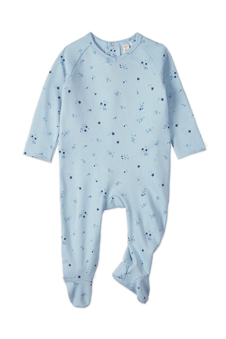 My Brightest Star Cotton Knit Footie, Main, color, Blue