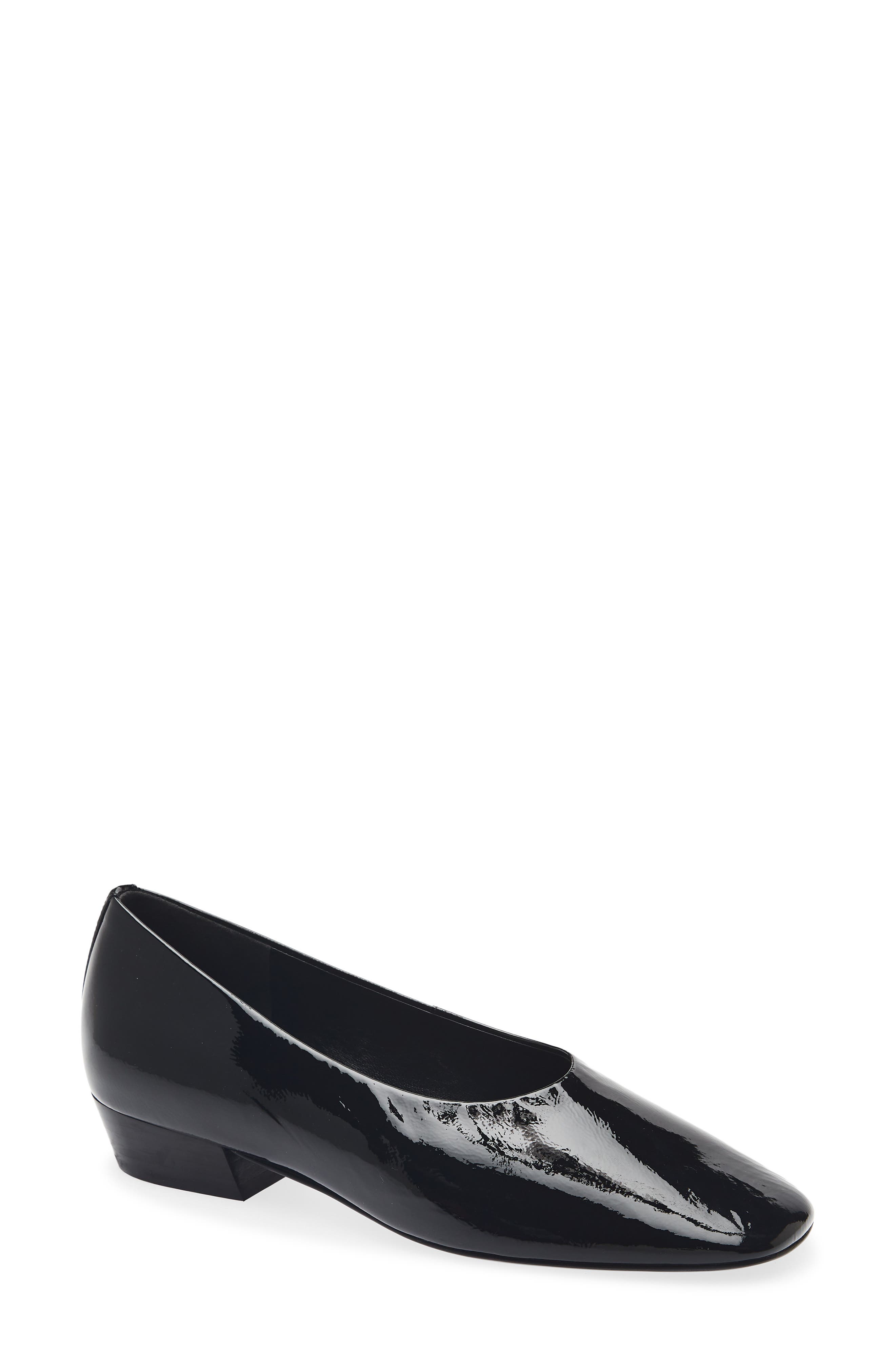 Poppi Heeled Ballet Leather Pump, Main, color, BLACK PT