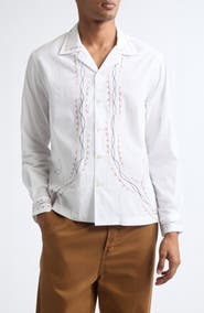 Bode Looped Chainstitch Cotton Poplin Button-Up Shirt