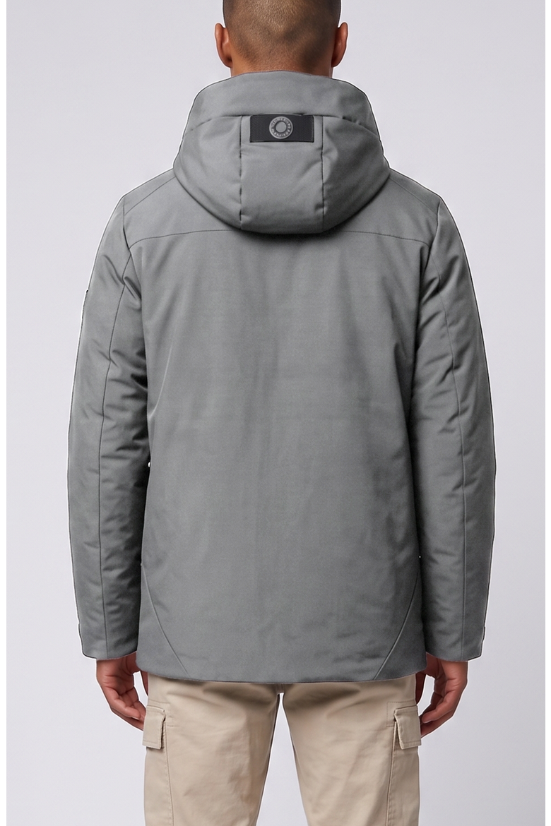 Hooded Microfiber Jacket with Heat-Sealed Pockets, Alternate, color, Slate