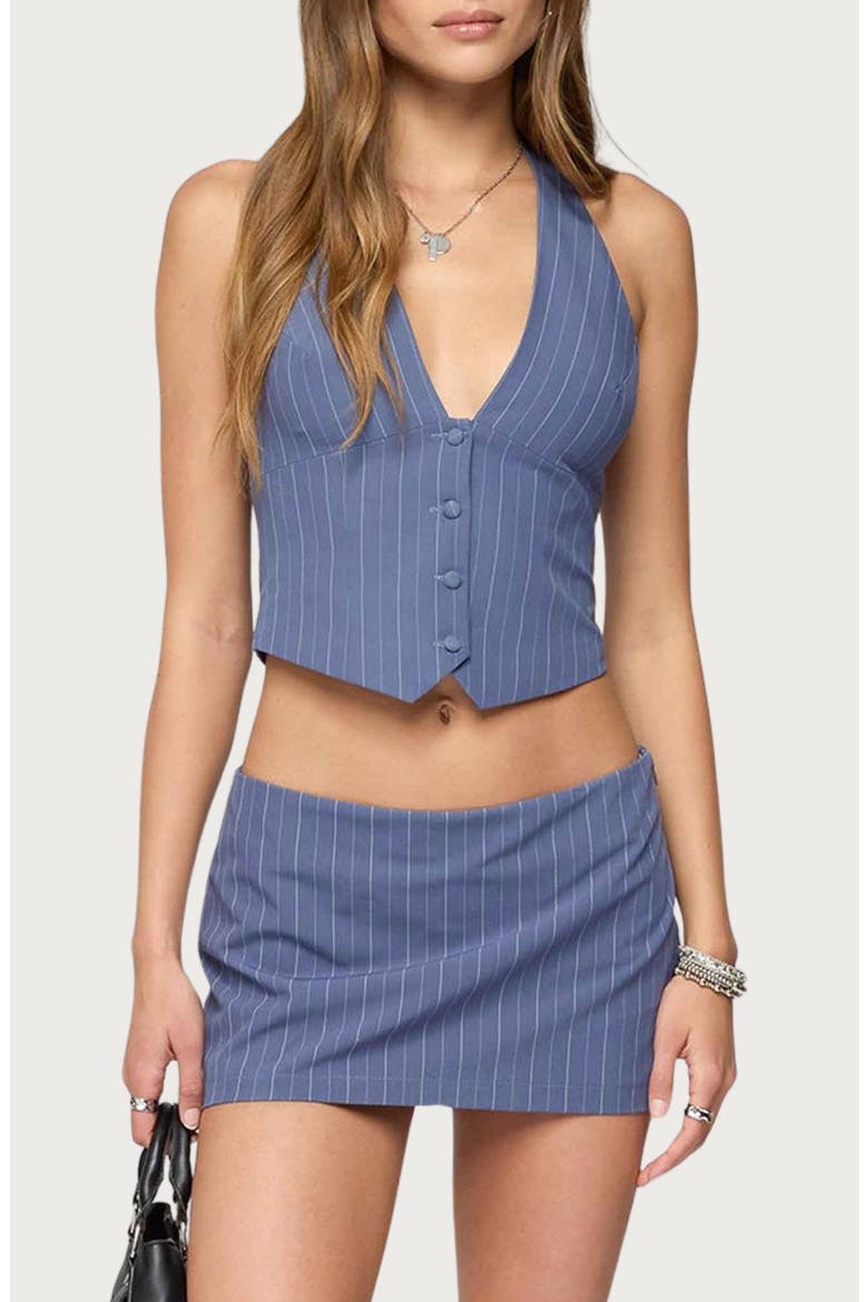Frankey Pinstripe Halter Vest, Main, color, BLUE
