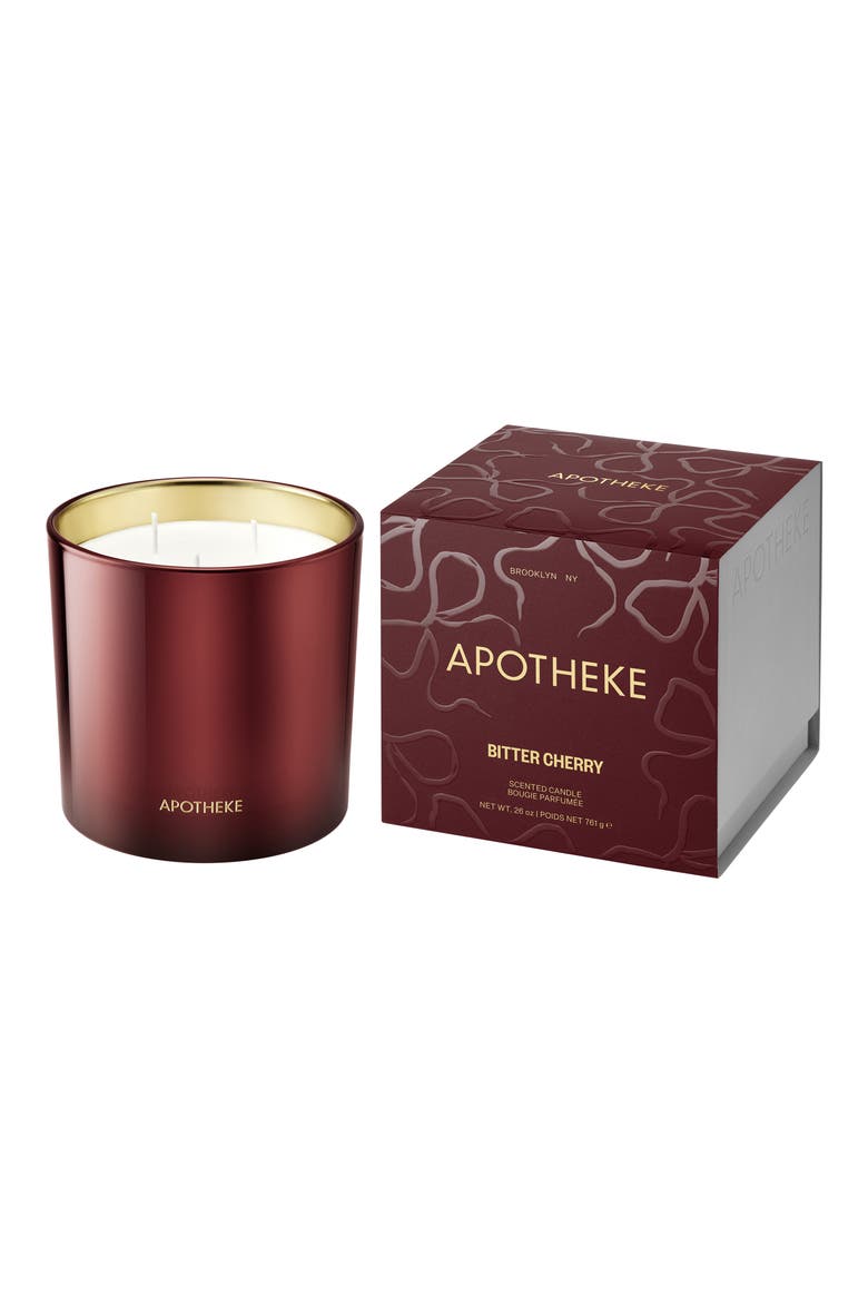 Bitter Cherry Three-Wick Scented Candle, Main, color, DARK RED