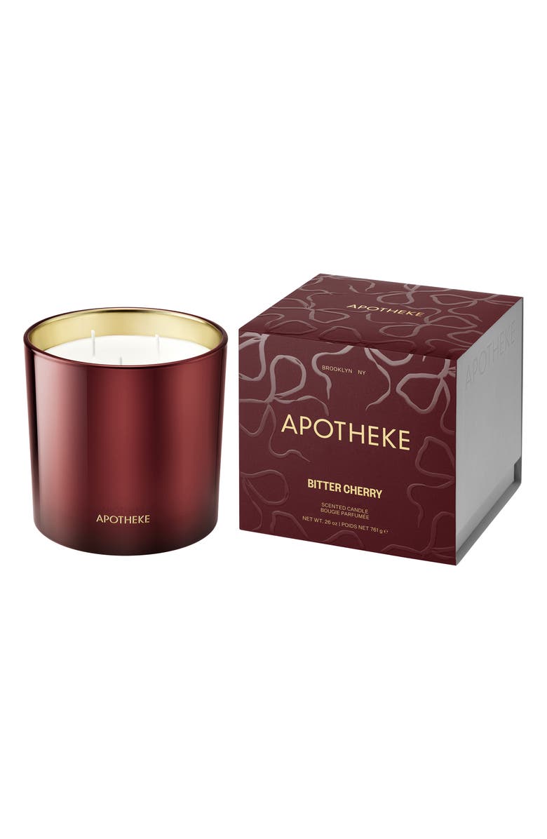 APOTHEKE Bitter Cherry Three-Wick Scented Candle, Main, color, Dark Red