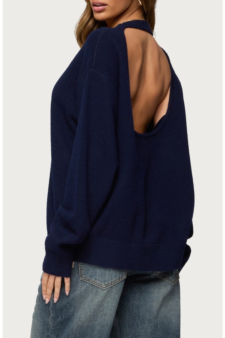 Ximenia Cutout Back Sweater, Alternate, color, NAVY