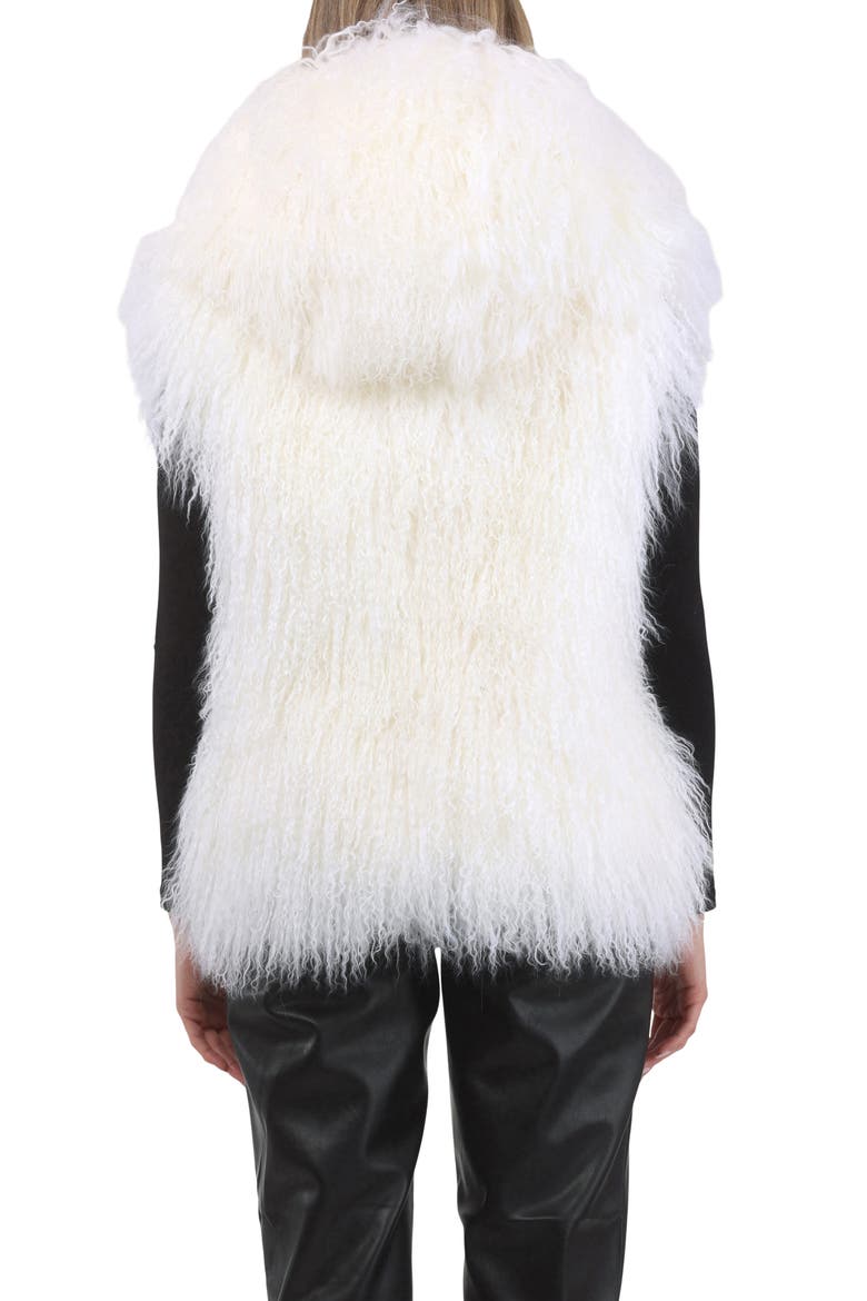 Reversible Genuine Shearling Vest With Wool And Cashmere Blend Back, Alternate, color, WHITE/BLACK