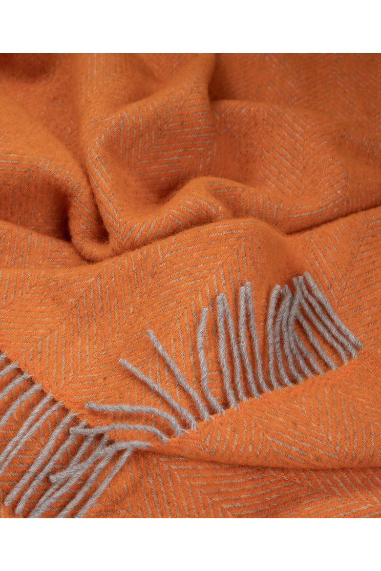 Highland Tweeds Herringbone Pure New Wool Throw, Alternate, color, Atomic Orange