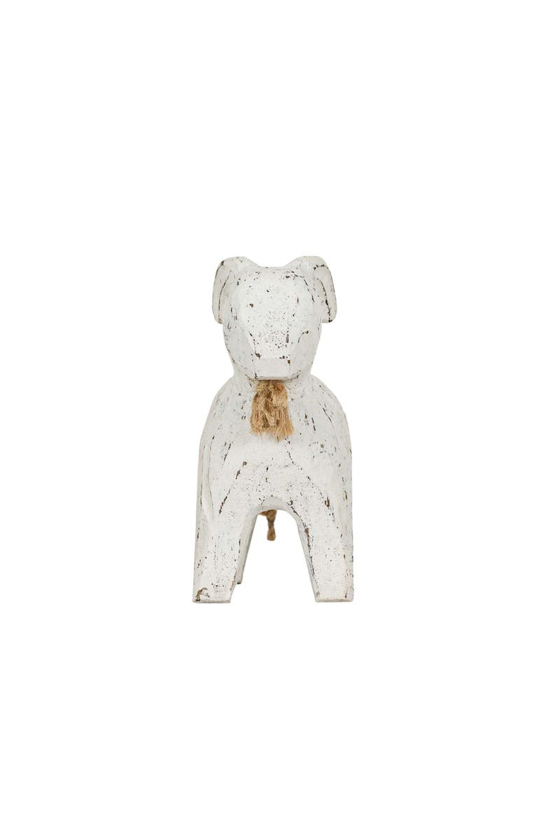 Foreside Home and Garden Carved Goat Decorative Accent White Wood & Jute, Alternate, color, White