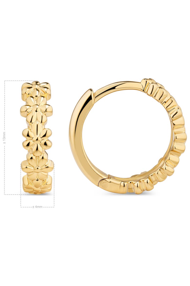 Daisy Flower Hoop Earrings in 14K Gold, Alternate, color, Yellow Gold