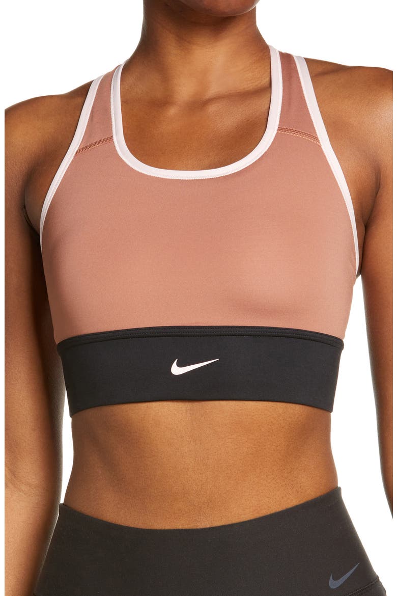Dri-FIT Swoosh Padded Longline Sports Bra, Main, color, MINERAL CLAY/ ATMOSPHERE