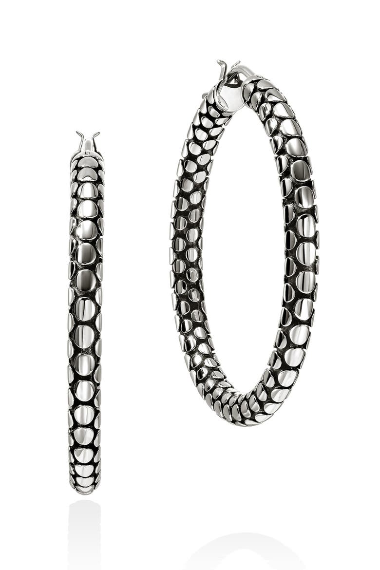 Dot Hoop Earrings, Main, color, SILVER