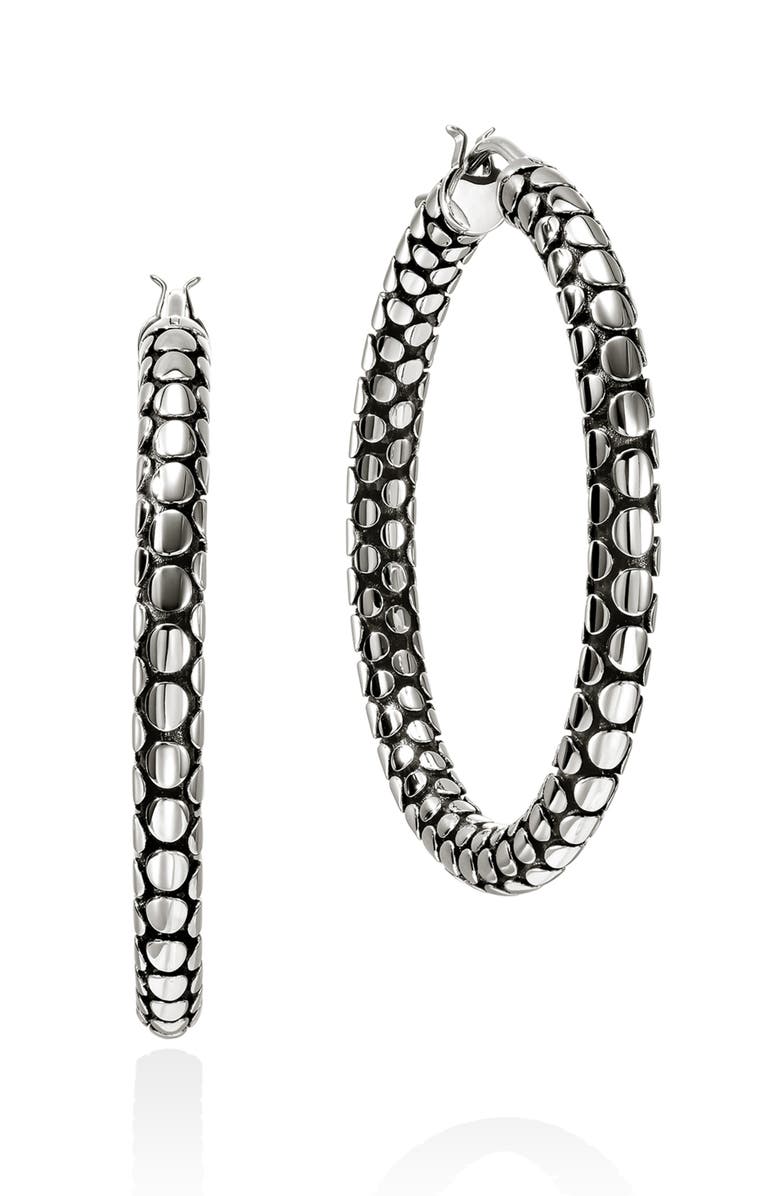 John Hardy Dot Hoop Earrings, Main, color, Silver